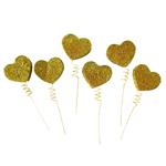 Pinches gibre corazones dorados 6u